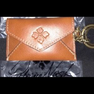Italian leather card holder keychain